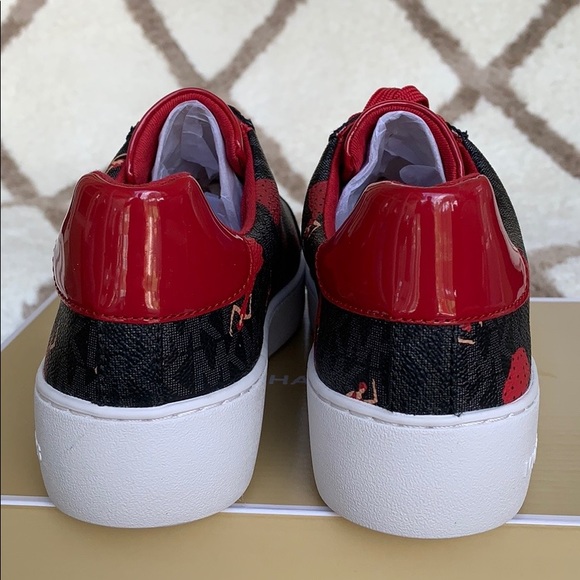 MICHAEL KORS POPPY LACE UP MINI LOGO PVC BLACK MUL - Picture 8 of 16